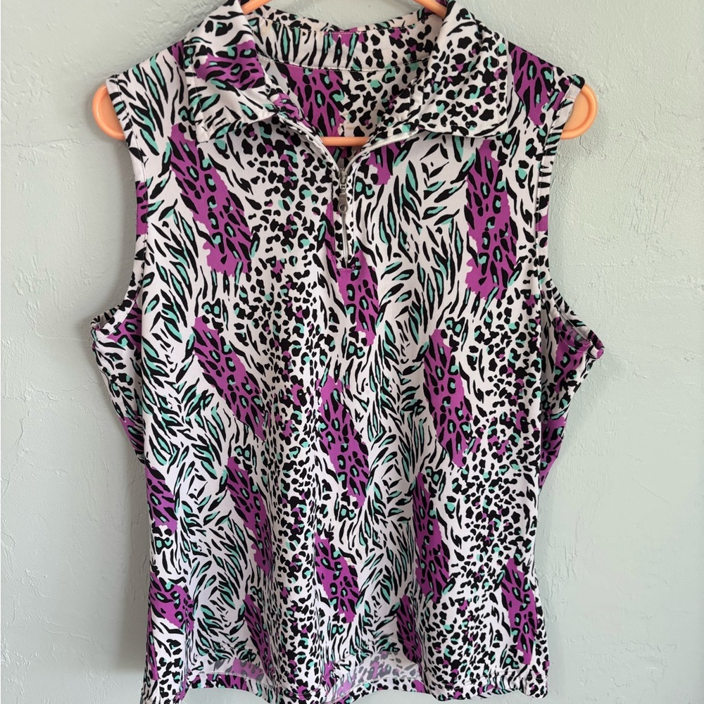 Vibrant Animal Print Golf/Tennis Top